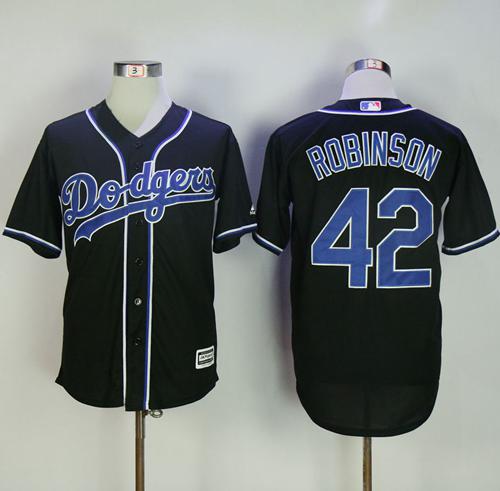 Dodgers #42 Jackie Robinson Black Fashion Stitched MLB Jersey - Click Image to Close